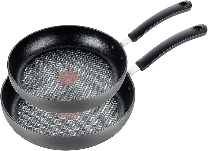 T-Fal Ultimate Hard Anodized Nonstick Fry Pan Set 2 Piece 8 10 Inch Oven Broiler Safe 400F Kitchen Cookware Pots and Pans Set Non Stick Frying Pans Dishwasher Safe Black