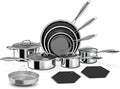 Nonstick Pots and Pans Set 14 Piece Hybrid Hex Non Stick Stainless Steel Cookware with Frying Pans Saute Pan Saucepans &amp Stock Pot - Induction Compatible Dishwasher &ampOven Safe PFOA Free