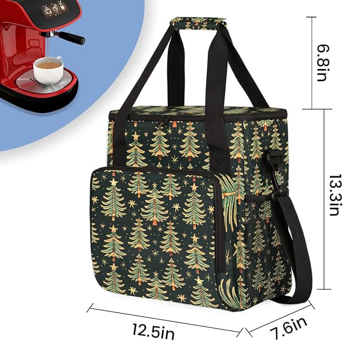 Magic Tree Christmas Coffee Maker Carrying Bag Portable Travel Storage Tote Bag Compatible with K-Mini or K-Mini Plus Single Serve Coffee Brewer Carrying Case with Multiple Pockets &amp Shoulder St