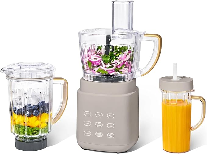 3-in-1 Kitchen Appliance System with Blender Food Processor and Personal Cup (Porcini Taupe)