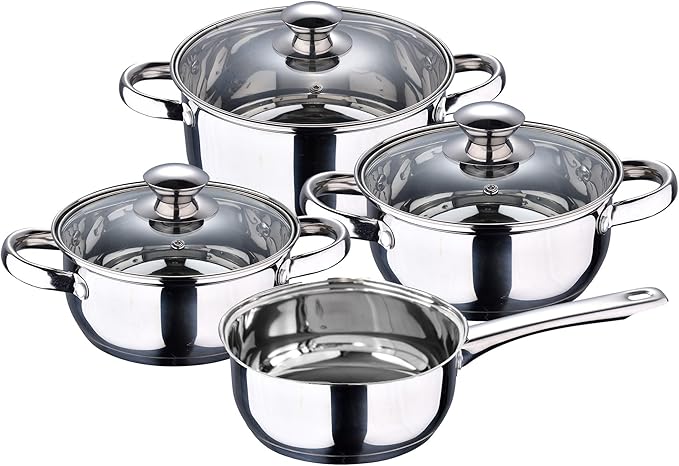 Kitchen Battery 7 Pieces SAN IGNACIO Faro Stainless Steel with pan Set (18/22/26 cm) SAN IGNACIO Jolie in Forged Aluminum