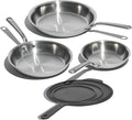 Made In Cookware | 3-Piece Stainless Clad Frying Pan Set with Universal Silicone Lid | 5 Ply Stainless Clad | Professional Cookware | Crafted in Italy | Induction Compatible