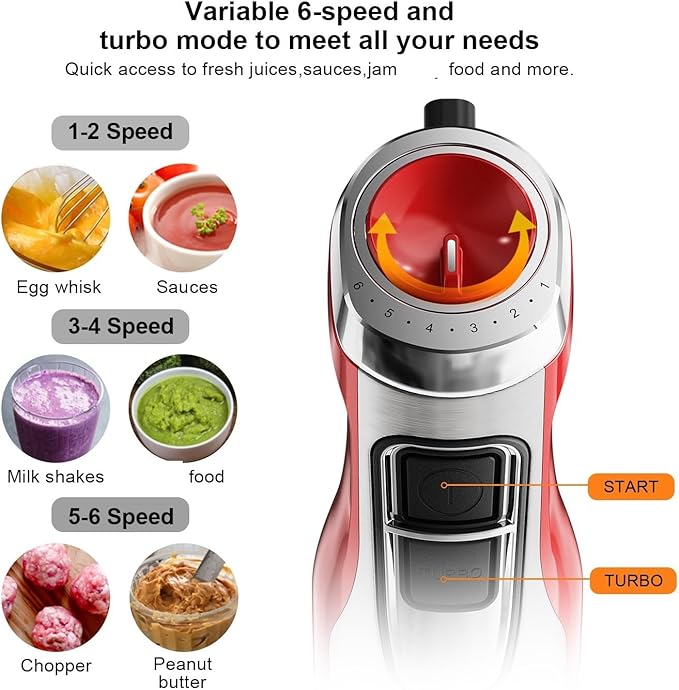 Fit for 4-in-1 Immersion Blender Stainless Steel Hand Stick Mixer with Chopper &amp Smoothie Cup for Food
