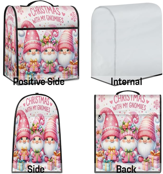 cfpolar Kitchen Aid Mixer Cover Compatible with 6-8 Quarts Christmas Pink Dwarf Holly Stand Mixer Cover Kitchen Aid Mixers Accessories Appliance Organizer Bag Dust Covers with Zipper Pocket