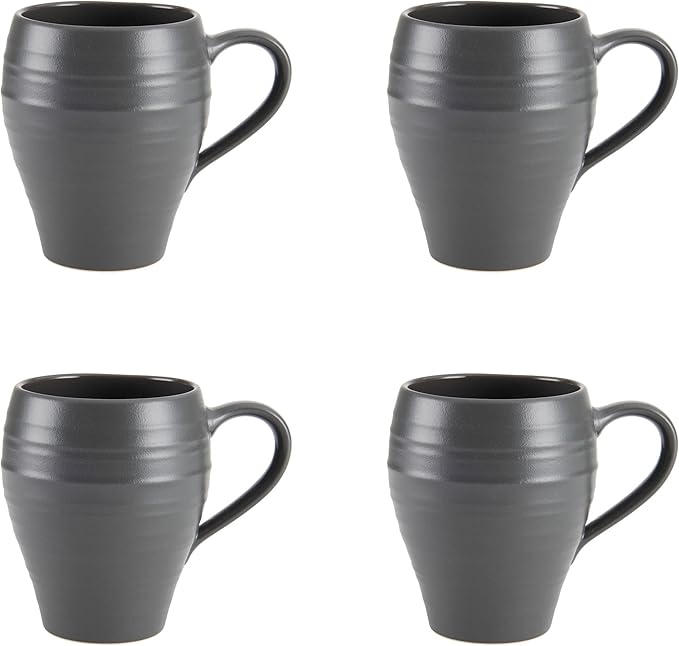 Mikasa Swirl 16 Piece Dinnerware Set Service for 4 Graphite
