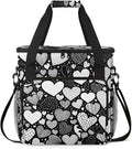 heart Coffee Maker Carrying Bag White Black Portable Travel Storage Tote Bag Compatible with K-Mini or K-Mini Plus Single Serve Coffee Brewer Carrying Case with Multiple Pockets &amp Shoulder Strap