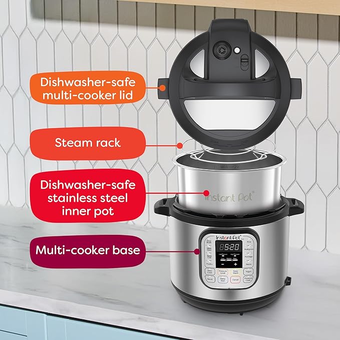 Instant Pot Duo 7-in-1 Electric Pressure Cooker Slow Cooker Rice Steamer Sauté Yogurt Maker Warmer &amp Sterilizer Includes App With Over 800 Recipes Stainless Steel 6 Quart