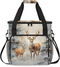 Forest Elk Coffee Maker Carrying Bag Winter Elk Portable Travel Storage Tote Bag Compatible with K-Mini or K-Mini Plus Single Serve Coffee Brewer Carrying Case with Multiple Pockets &amp Shoulder S