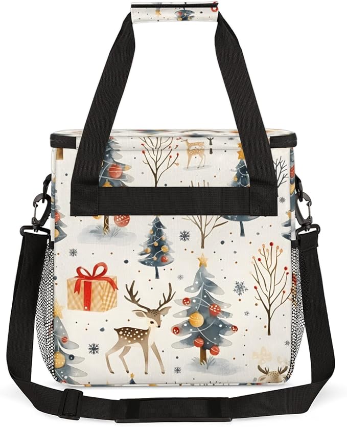 Christmas Festivals Coffee Maker Carrying Bag Oil Painting Tree Travel Storage Bag Compatible with K-Mini or K-Mini Plus Single Serve Coffee Brewer Carrying Case with Pockets &amp Shoulder Strap