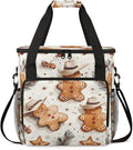 Retro Gingerbread Man Coffee Maker Carrying Bag Portable Travel Storage Tote Bag Compatible with K-Mini or K-Mini Plus Single Serve Coffee Brewer Carrying Case with Multiple Pockets &amp Shoulder S