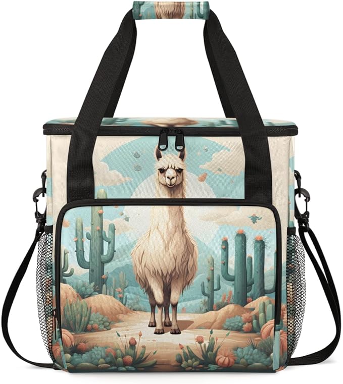 Tropical Desert Alpaca Coffee Maker Carrying Bag Travel Storage Bag Compatible with K-Mini or K-Mini Plus Single Serve Coffee Brewer Carrying Case with Multiple Pockets &amp Shoulder Strap
