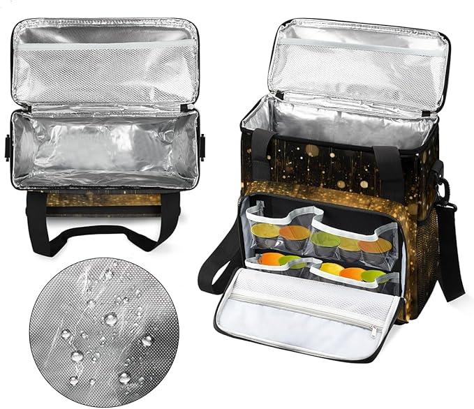 Glitter Coffee Maker Carrying Bag Black Gold Portable Travel Storage Tote Bag Compatible with K-Mini or K-Mini Plus Single Serve Coffee Brewer Carrying Case with Multiple Pockets &amp Shoulder Stra