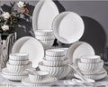 37 Pieces Kitchen Dinnerware Set Simple Ceramic Dishes Set Thick and Durability Dish Plates and Bowls Sets Stackable Dishware Sets High Temperature Firing Easy to Heat Microwave and Oven Safe
