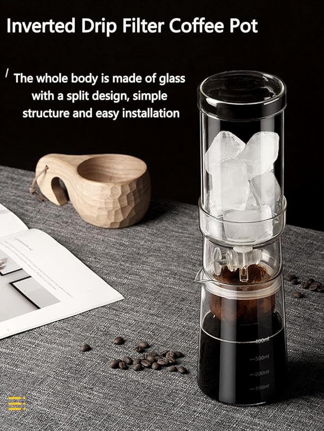 13.5OZ Cold Brew Coffee Maker High Borosilicate Glass Ice Drip Coffee Brewer Adjustable Outlet Drip Speed Constant Pressure Brewing