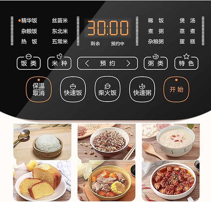 Rice Cooker &amp Steamer 4L 6 Layer Silver Gathering Kettle Non-Stick Liner for Family Dormitory for 1~8 People Rice Cooker