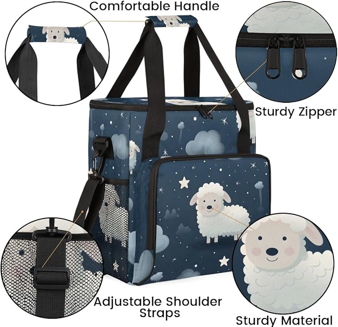 Sheep Night Star Coffee Maker Carrying Bag Portable Travel Storage Tote Bag Compatible with K-Mini or K-Mini Plus Single Serve Coffee Brewer Carrying Case with Multiple Pockets &amp Shoulder Strap