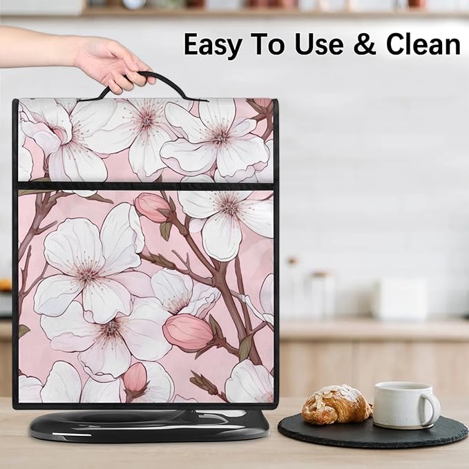 cfpolar Kitchen Aid Mixer Cover Compatible with 6-8 Quarts Flowers Cherry Blossoms Stand Mixer Cover Kitchen Aid Mixers Accessories Appliance Organizer Bag Dust Covers with Zipper Pocket