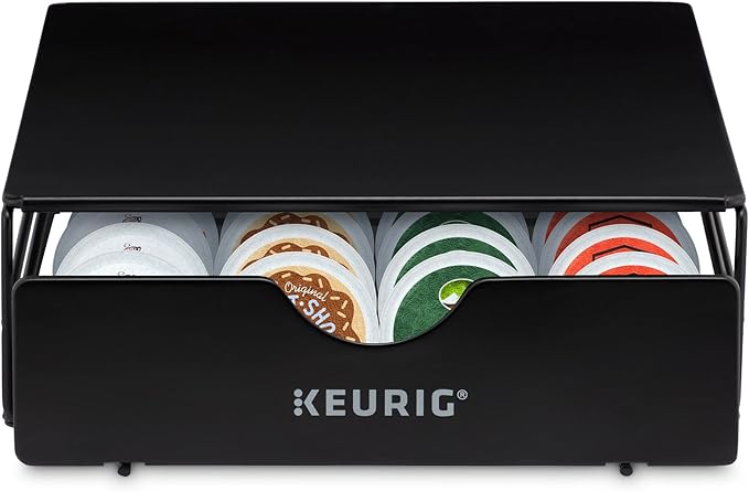 Keurig K-Express Coffee Maker Single Serve K-Cup Pod Brewer Black 12.8' L x 5.1' W x 12.6' H &amp Slim Non-Rolling Storage Drawer Coffee Pod Storage Holds up to 24 K-Cups