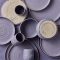 Stone by Mercer Project SHOSAI 32-Piece Stoneware Dinnerware Set Plates and Bowls Set Modern Dishware set fo 8 Lavender