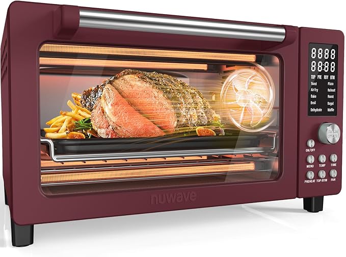 Nuwave Bravo Pro Smart Air Fryer Toaster Oven Combo 10-in-1 Functions with Quicker &amp Even Crisp Technology 1800W 50-450°F PFAS-Free 21QT Cinnamon