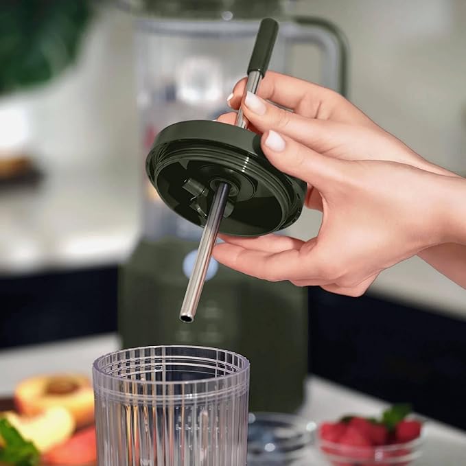 Countertop Blender with Pitcher and To-Go Cup 1100W High-Power Blender Stainless Steel Blade Multiple Speed Settings (Dusty Moss)