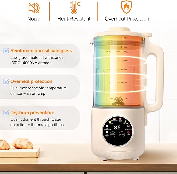 50oz Nut Milk Maker 10-in-1 Automatic Nut Milk Machine with 20 Blades Almond Milk Maker for Plant Based Milks Homemade Oat Soy Milk Machine with Delay Start Keep Warm Auto Clean