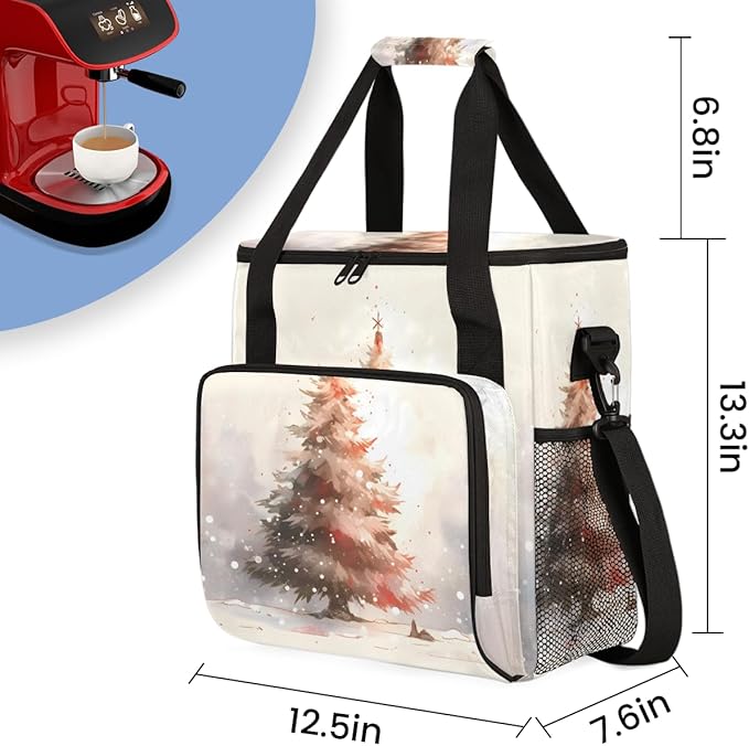 Xmas Tree Coffee Maker Carrying Bag Gothic Tree Portable Travel Storage Tote Bag Compatible with K-Mini or K-Mini Plus Single Serve Coffee Brewer Carrying Case with Multiple Pockets &amp Shoulder S
