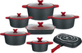 Lorren Home Trends Die-Cast Aluminum Cookware Set 14 Piece Non-Stick Induction Compatible Red