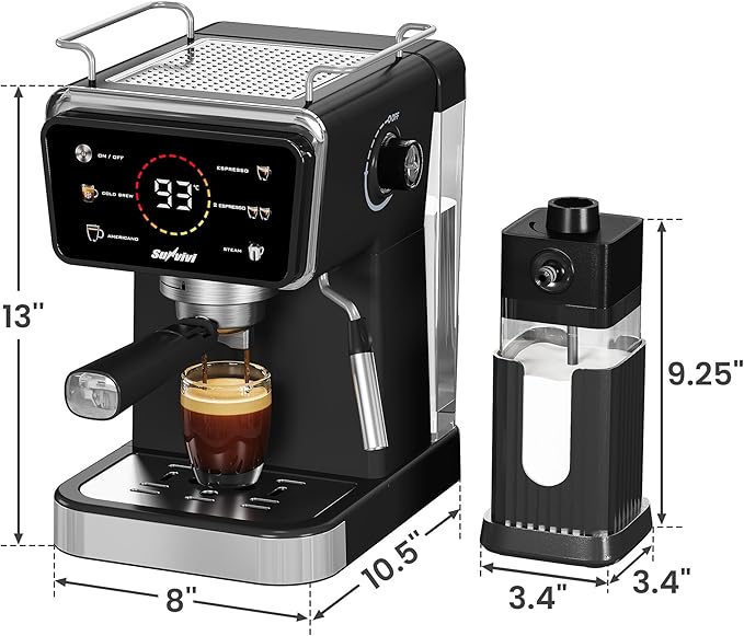 SUNVIVI 20 Bar Espresso Machine for Home and Office 3-in-1 Iced Coffee Maker with Milk Frother Espresso Shot &amp Iced Coffee LED Touchscreen 52OZ Removable Water Tank Professional Coffee Brewin