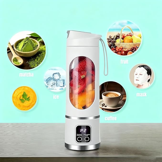 2026 New 450ml Digital Multimode Juicer Blender - Smart LED Display Portable Juicer Shakes and Smoothies Blender | TYPE-C Charing | Leak Proof Design with 12 Stainless Steel Blades (Green)