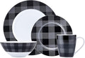 Safdie &amp Co. Buffalo Plaid Grey Black 16 Piece Dinnerware Set Service for 4 Fiesta Dinnerware home trends and home food network essentials Porcelain dinner plates 16 L x 12 W x 15 H