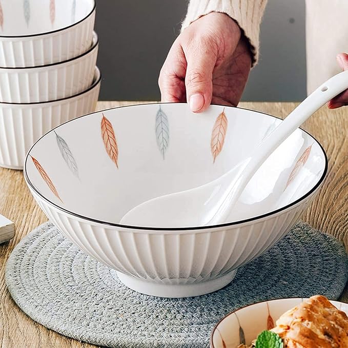 Dinnerware Sets - Luxury Gift Dishes Service Set Ceramics Dinner Sets 54 Pieces Cereal Bowl and Steak Plate Set - Porcelain Japanese Style Dinnerware Set for Family Gathering