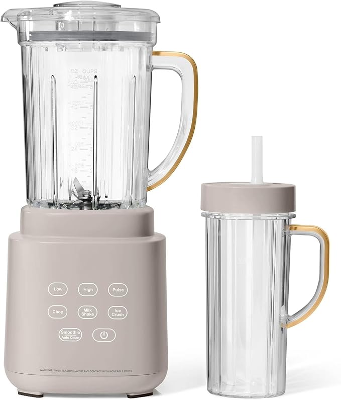High Power Countertop Blender System with Multiple Speeds Ice Crushing Smoothie and Chopping Functions 50 oz Jar and 20 oz Single Serve Cup (Porcini Taupe)