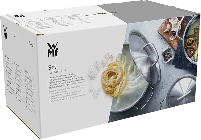 WMF Pot Set 5-Piece Astoria Pouring Rim Glass Lid Cromargan® Stainless Steel Polished Suitable for Induction Hobs Dishwasher-Safe