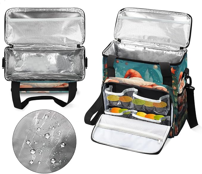 Colorful Santa Claus Coffee Maker Carrying Bag Graffiti Santa Claus Travel Storage Bag Compatible with K-Mini or K-Mini Plus Single Serve Coffee Brewer Carrying Case with Pockets &amp Shoulder Stra