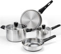 6-Piece Stainless Steel Pots and Pans Set Kitchen Cookware Set with Stay-Cool Handles Compatible with Gas Electric &amp Induction Dishwasher Safe Non-Toxic &amp Durable for Everyday Cooking