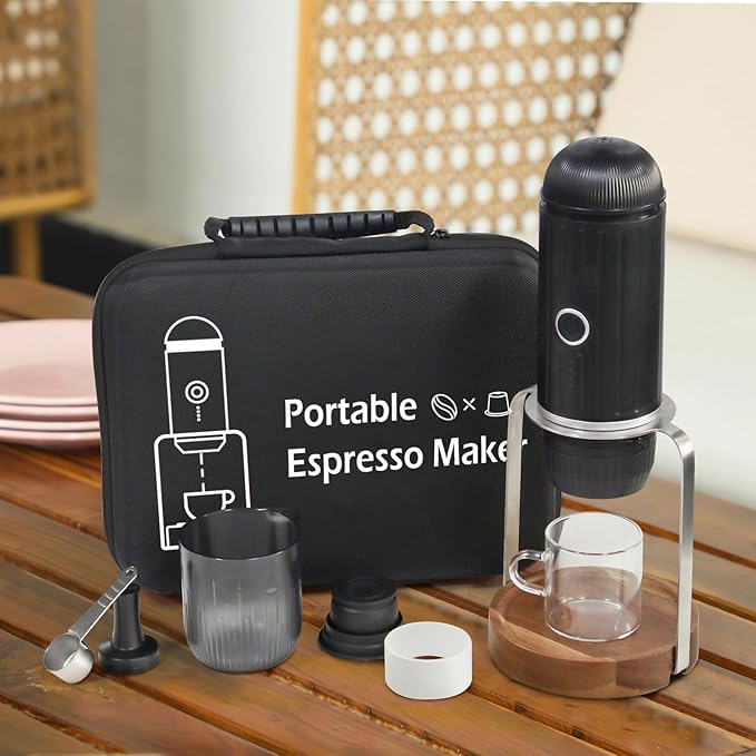 Portable Espresso Coffee Maker Travel Coffee Maker for Camping 2-in-1 Self-Heating Electric Espresso Maker USB-CGround Coffee &amp Capsule (Ns&ampDG) CampingRV Hiking Office