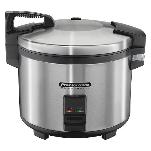 Proctor Silex Commercial 37560R Rice Cooker/Warmer 60 Cups Cooked Rice Capacity Nonstick Inner Pot Hinged Lid Stainless Steel Housing Conforms to NSF