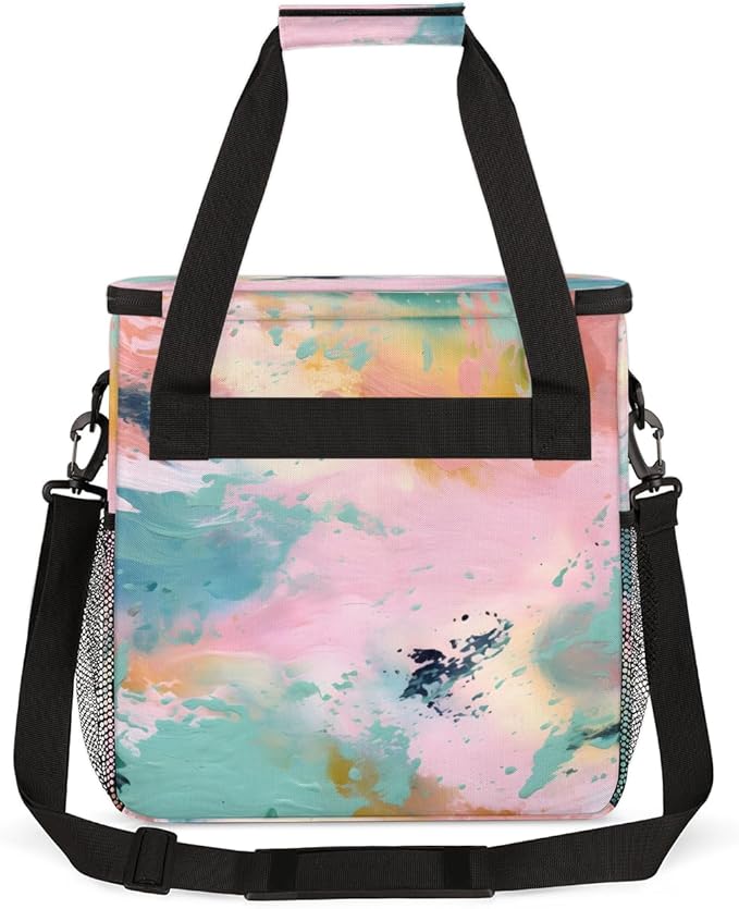 Tie Dyeing Coffee Maker Carrying Bag Pink Watercolor Travel Storage Bag Compatible with K-Mini or K-Mini Plus Single Serve Coffee Brewer Carrying Case with Multiple Pockets &amp Shoulder Strap