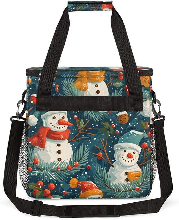 Christmas Snowman Coffee Maker Carrying Bag Cute Snowman Travel Storage Bag Compatible with K-Mini or K-Mini Plus Single Serve Coffee Brewer Carrying Case with Multiple Pockets &amp Shoulder Strap