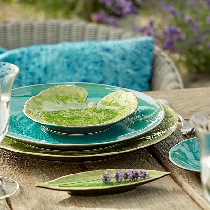Costa Nova VEP182TO Riviera TOMATE Laurel Plate Leaf Type Approx. 7.1 inches (18 cm) Microwave and Dishwasher Safe Green