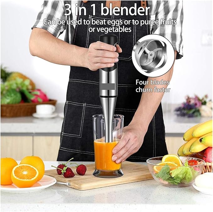 Fit for 3 in 1 Immersion Blender - Electric Hand Blender with Detachable Base Chopper and Whisk for Juices Jams and Mincemeat