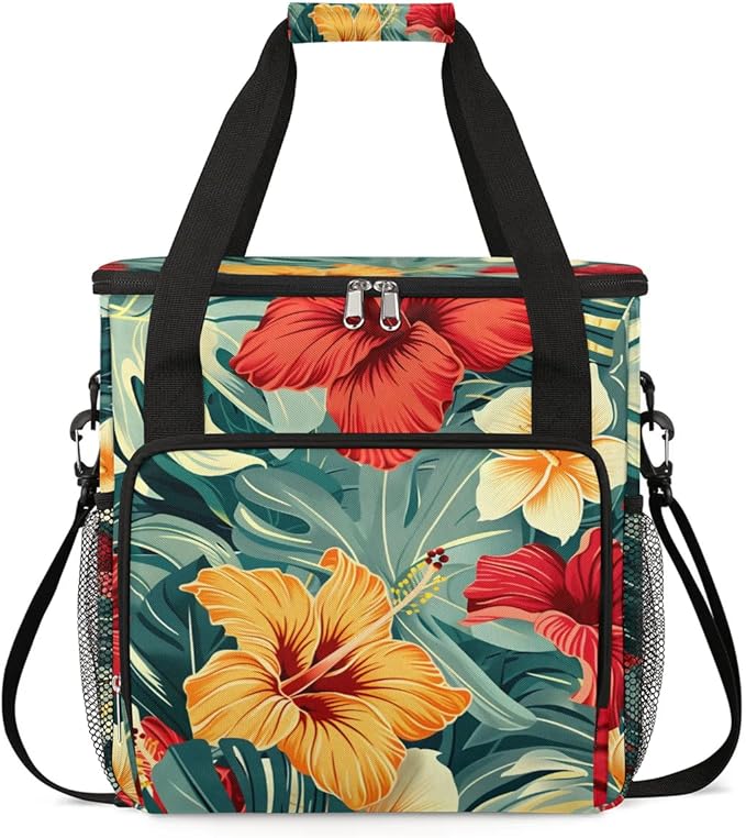 Coffee Maker Carrying Bag Palm Leaf Floral Single Cup Coffee Maker Travel Bag Compatible with Keurig K-Mini or K-Mini Plus Portable Storage Bag with Shoulder StrapAZ-21
