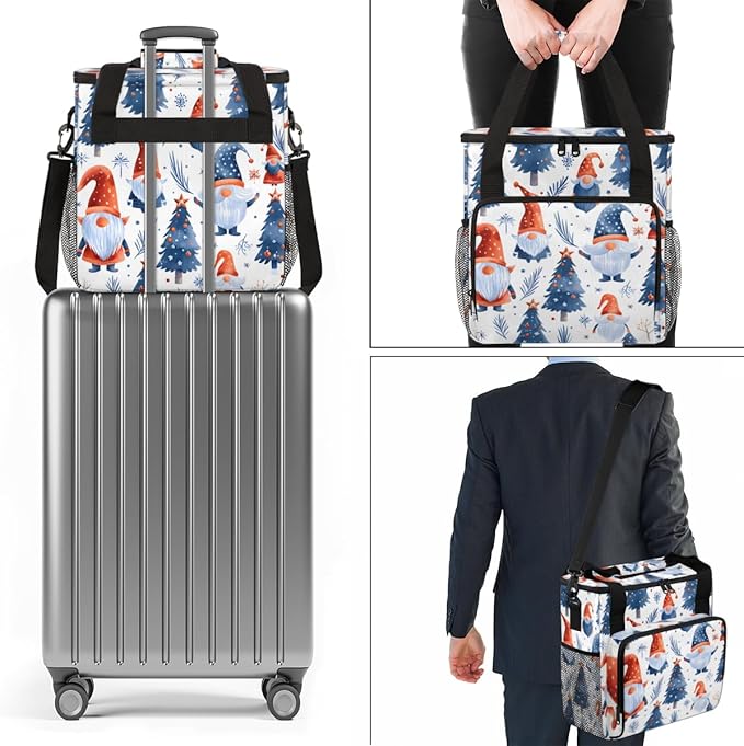 Mystical Tree Xmas Coffee Maker Carrying Bag Portable Travel Storage Tote Bag Compatible with K-Mini or K-Mini Plus Single Serve Coffee Brewer Carrying Case with Multiple Pockets &amp Shoulder Stra