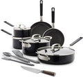 GreenPan x Bobby Flay 13 Piece Cookware Pots and Pans Set and 8 Chef's Knife. PFAS &amp PFOA-Free Ceramic Nonstick Induction Suitable Stay-Cool Silicone Handle Dishwasher &amp Oven Safe Black