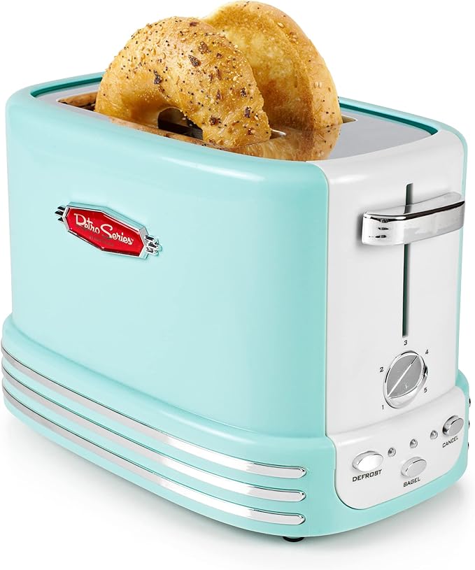 Nostalgia Retro 12-Cup Programmable Coffee Maker + Wide 2-Slice Toaster Vintage Design