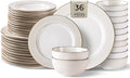 GBHOME Ceramic Dinnerware Sets 36 pcs Embossed Elegant Stoneware Plates and Bowls Sets Housewarming Wedding Gift | Dishwasher &amp Microwave Safe | Dishes Set Service for 12