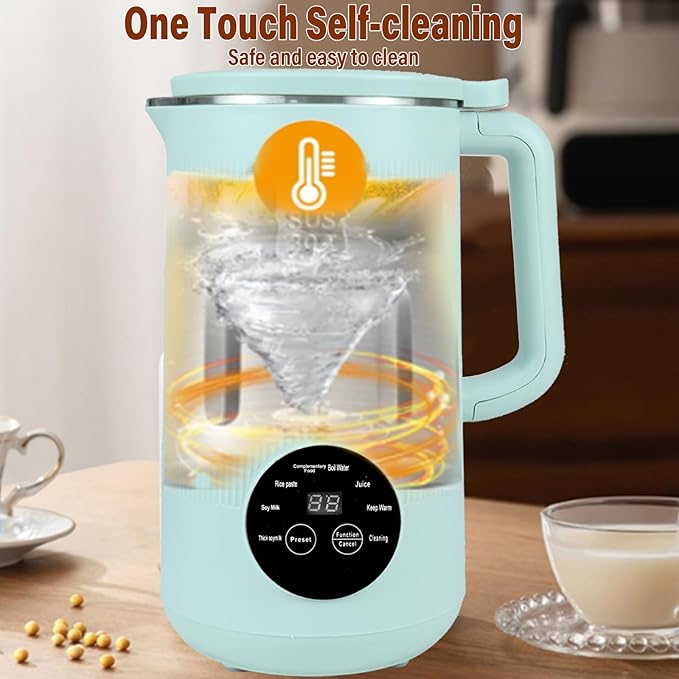 8-in-1 Automatic Soy Nut Milk Maker40oz Soy Milk Maker for Homemade AlmondOatSoy MilkRice PasteComplementary FoodJuiceMilk Maker Machine with Delay Start/Keep Warm/Self Clean/Boil Water