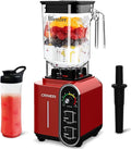 CRANDDI Smoothie Blender 52oz 1800 Watt commercial blender professional blenders Stainless Steel Blade 9 Speed &amp Self-Cleaning Build-in Pulse K98C Red