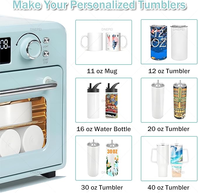 Professional 1400W Sublimation Convection Oven for Bulk Production - Digital Display 360°Even Heating for Printing on Mugs Cups Tumblers Bottles 16L